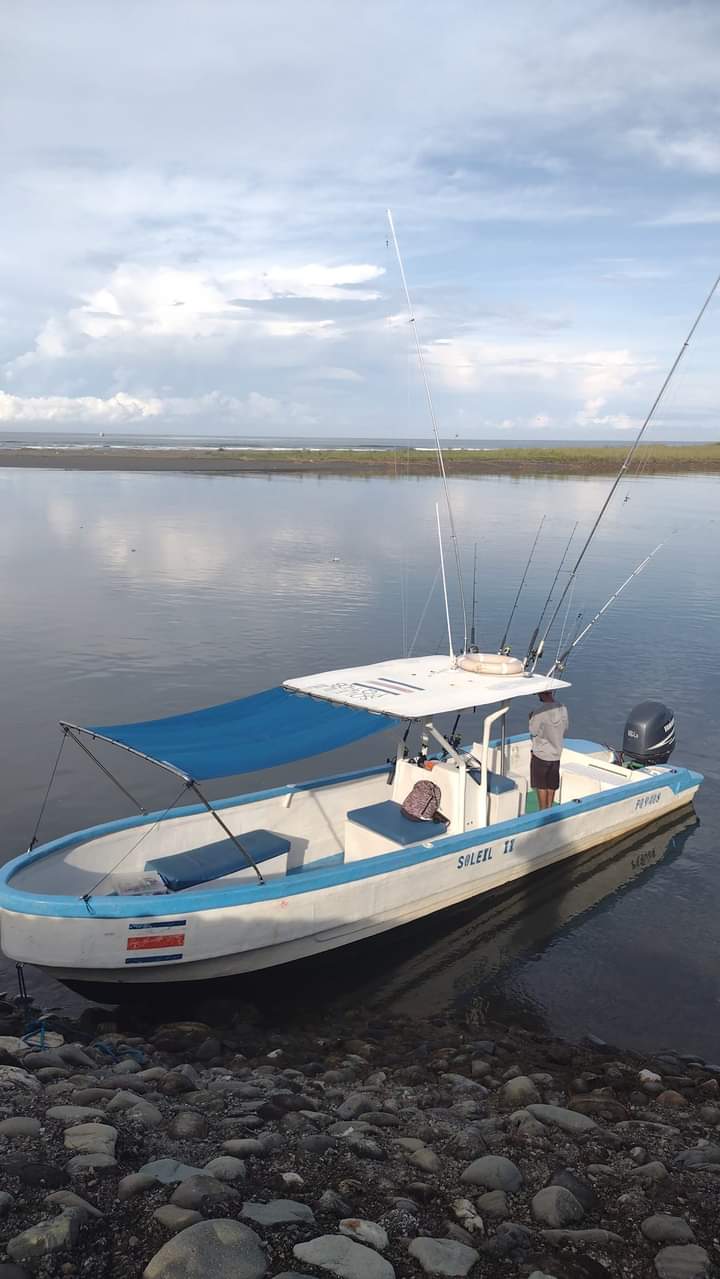 The complete Soleil fishing boat at the Quepos waterfront